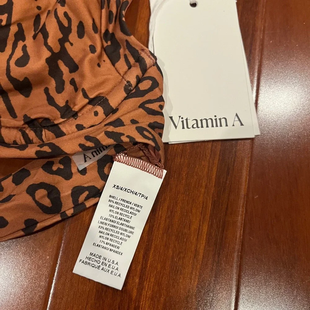 Vitamin A Bikini Top Swim Animal‎ Leopard Print Demi Underwire New Size 4 / XS